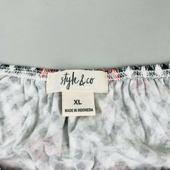 Style Co 3/4 Bell Sleeve Slits Floral Blouse SZ XL - Picture 2 of 7